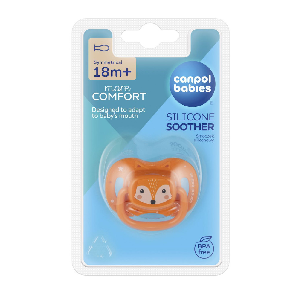 Пустышка силиконовая симметричная Cute animals Canpol babies 34/926_ora 18+ месяцев