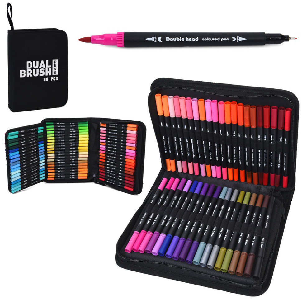 Набор скетч-маркеров Bambi MK 5766-80 двусторонние 80 штук