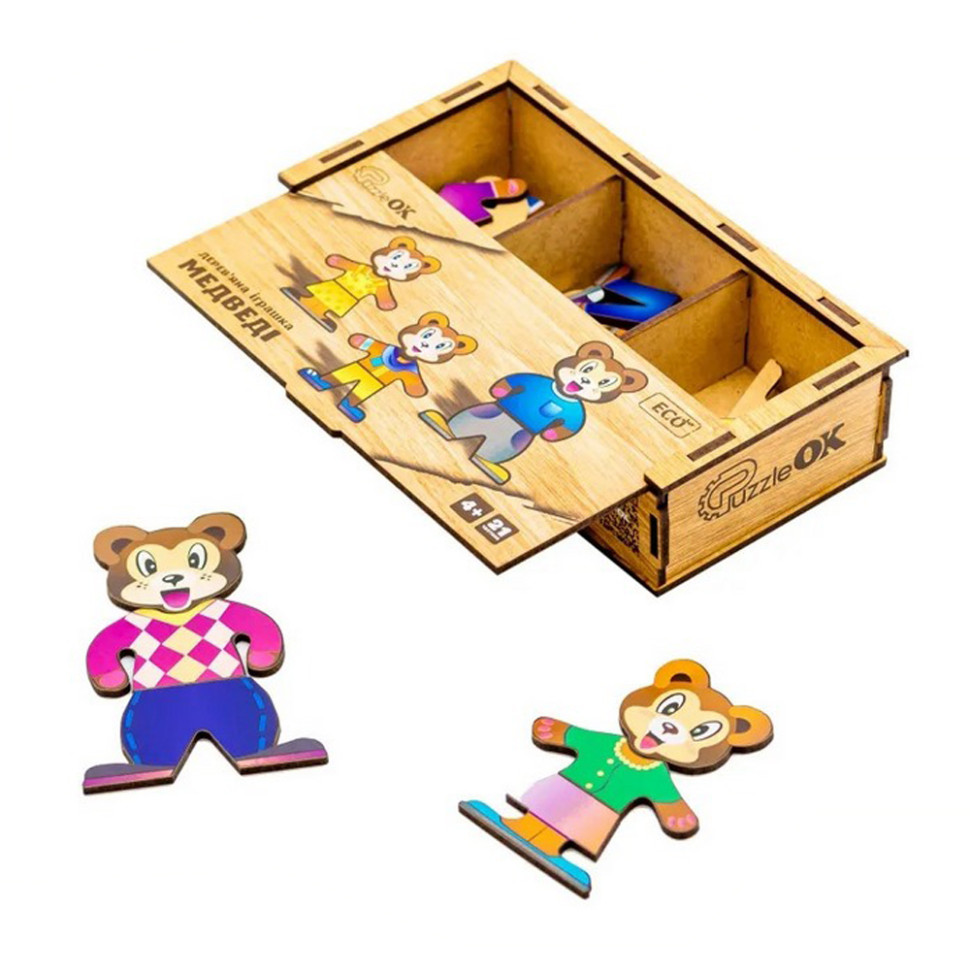 Деревянная настольная игра Медвежата PuzzleOK Puz-12141