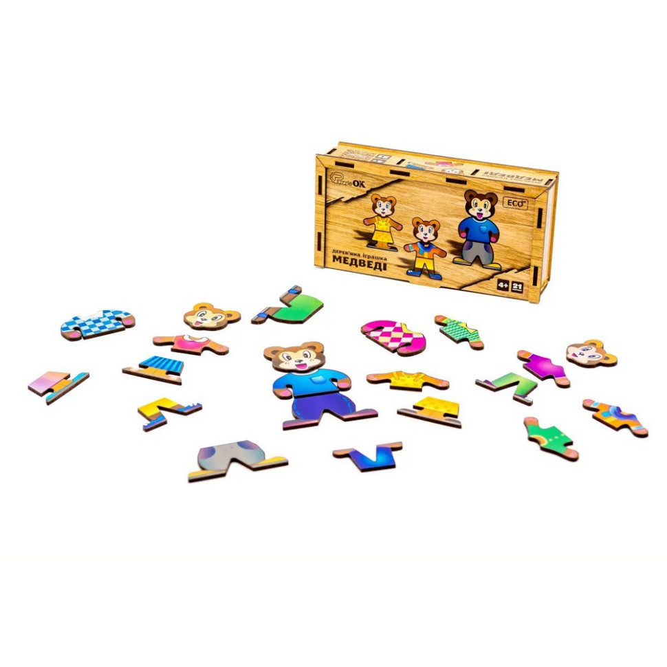 Деревянная настольная игра Медвежата PuzzleOK Puz-12141