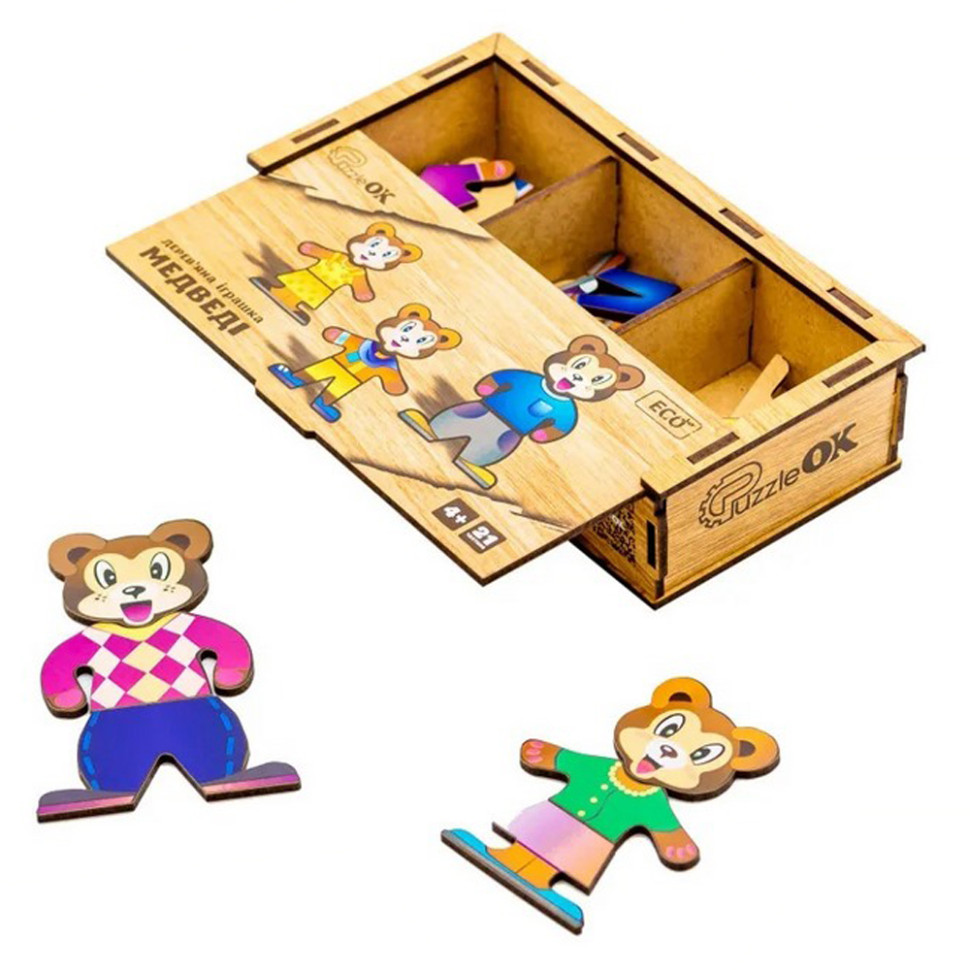 Деревянная настольная игра Медвежата PuzzleOK Puz-12141