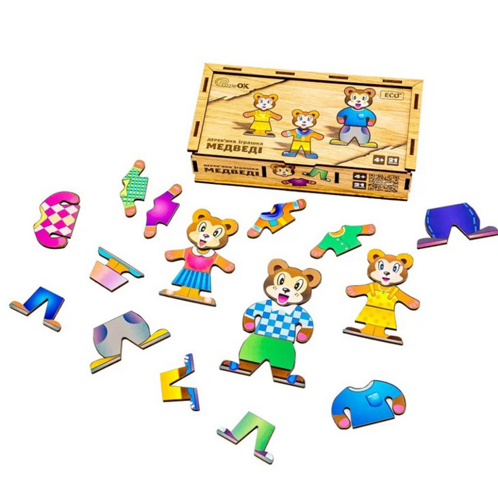 Деревянная настольная игра Медвежата PuzzleOK Puz-12141