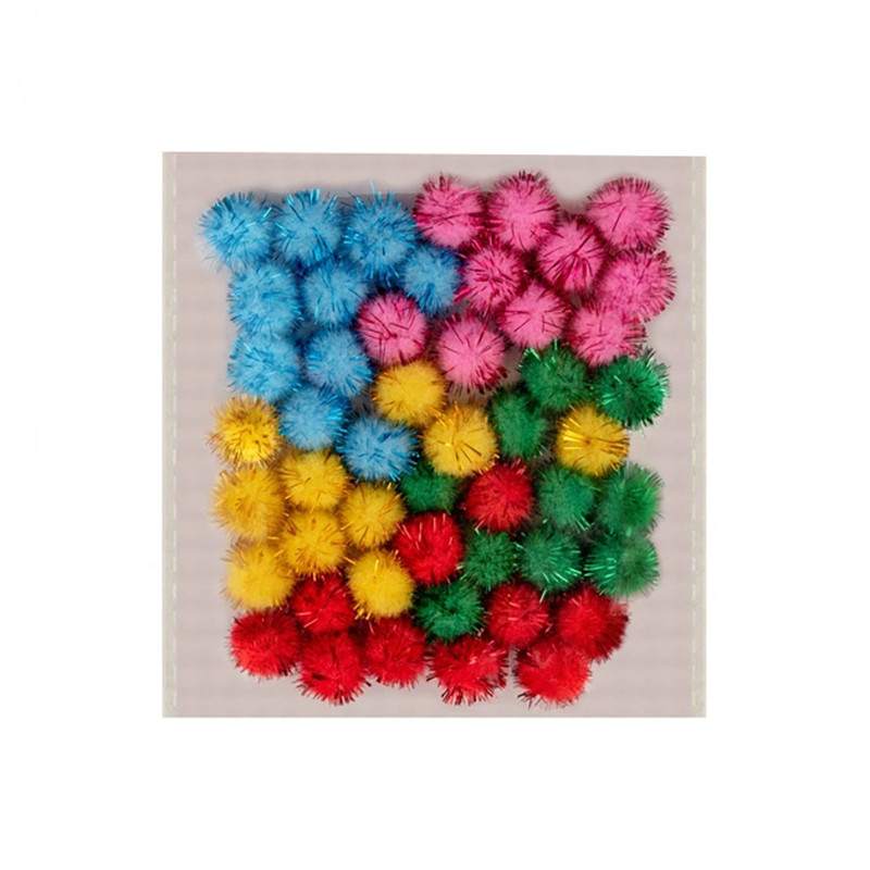 Декоративные помпоны с люрексом для творчества Bambi Pom-poms-15, d-1.5 см, 20 шт