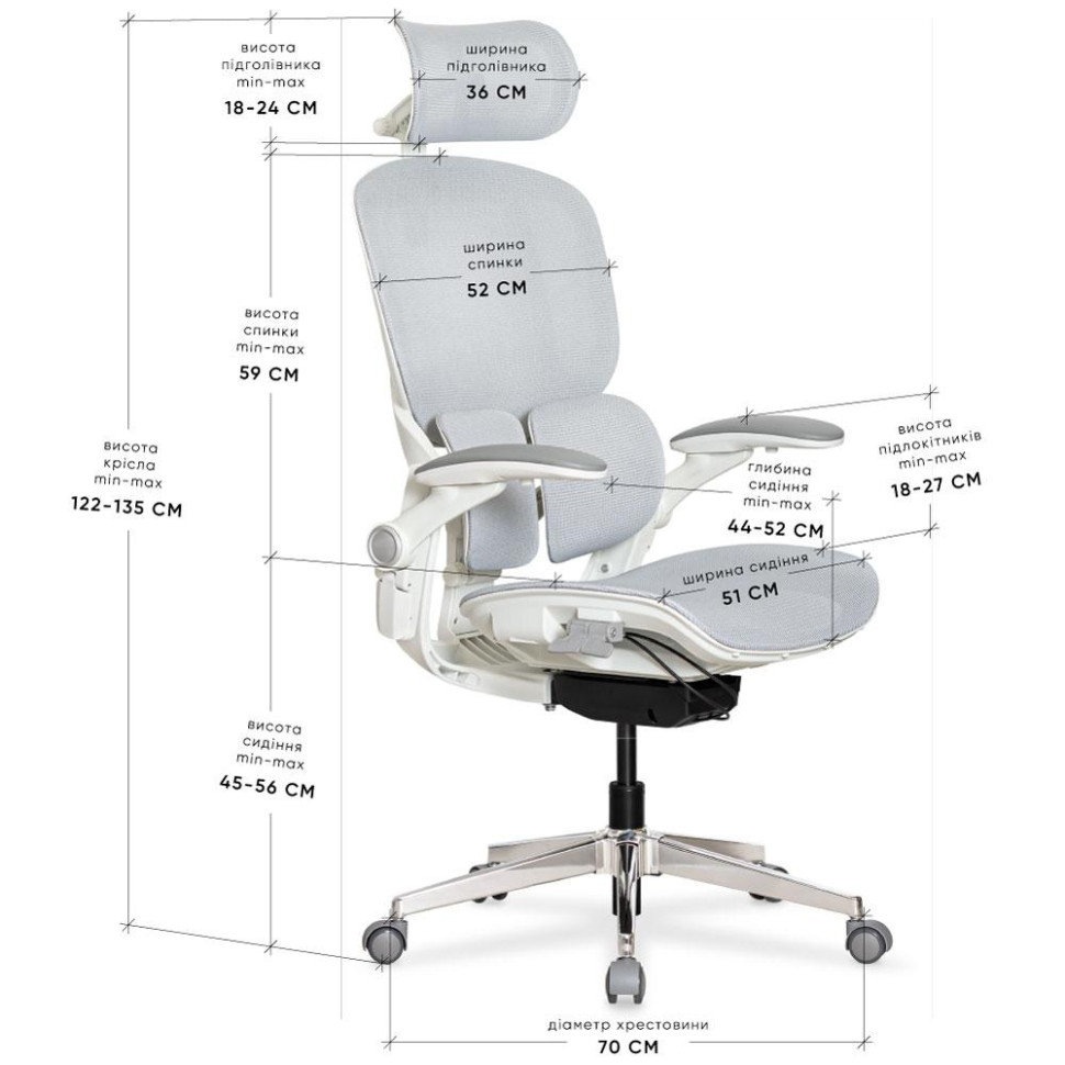 Офисное кресло S202 Air Mealux HF-S202 M/G, Grey 136 кг