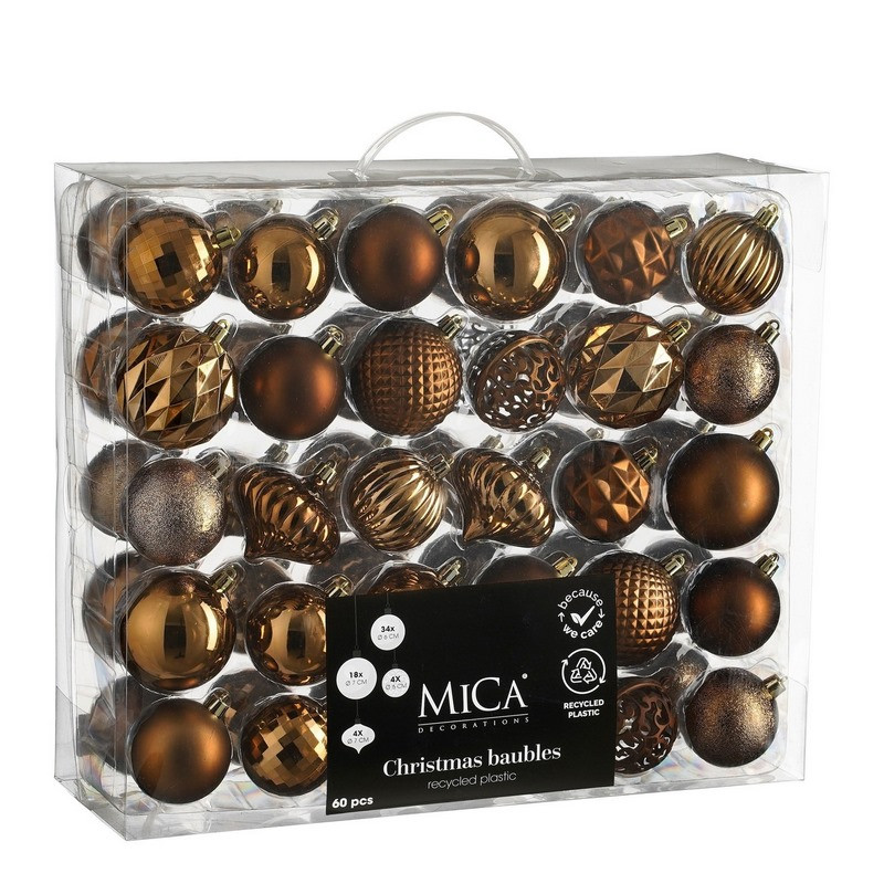 Набір ялинкових прикрас Mica Decorations 8720983287886, 60 штук Ø 7/6 см
