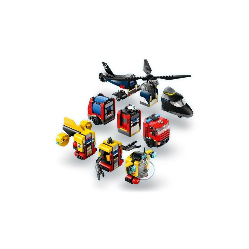 Конструктор Ремикс вертолетов, пожарных машин и подводных лодок LEGO 60462, 874 детали