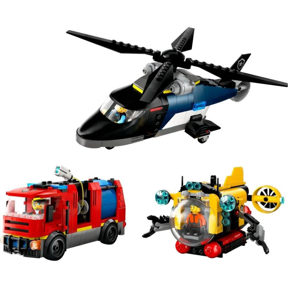 Конструктор Ремикс вертолетов, пожарных машин и подводных лодок LEGO 60462, 874 детали