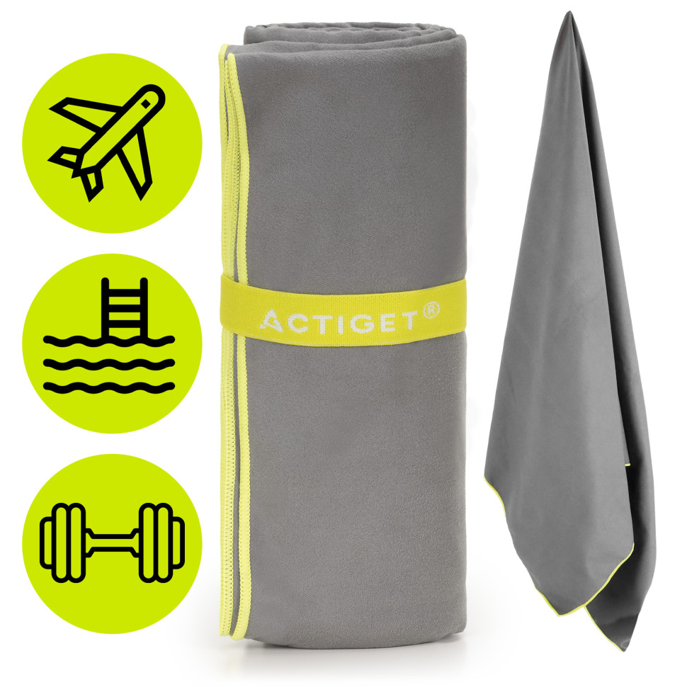 Рушник спортивний Actiget ACT0192 Grey, з мікрофібри 180x100 см