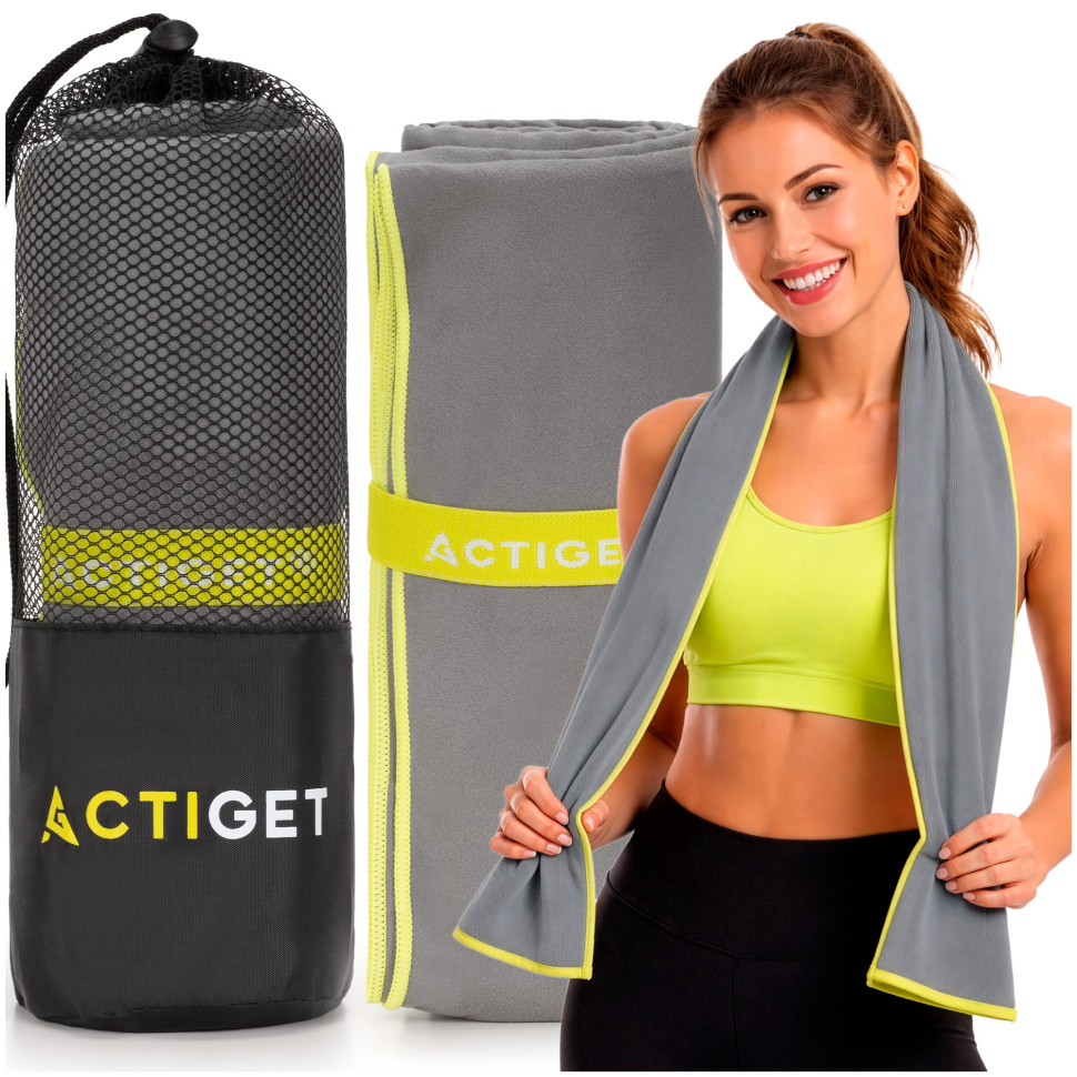 Рушник спортивний Actiget ACT0192 Grey, з мікрофібри 180x100 см