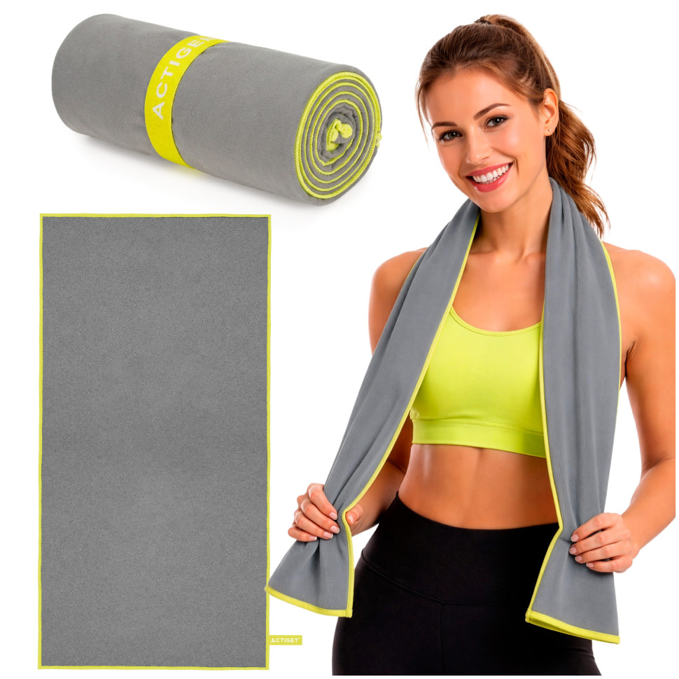 Рушник спортивний Actiget ACT0192 Grey, з мікрофібри 180x100 см