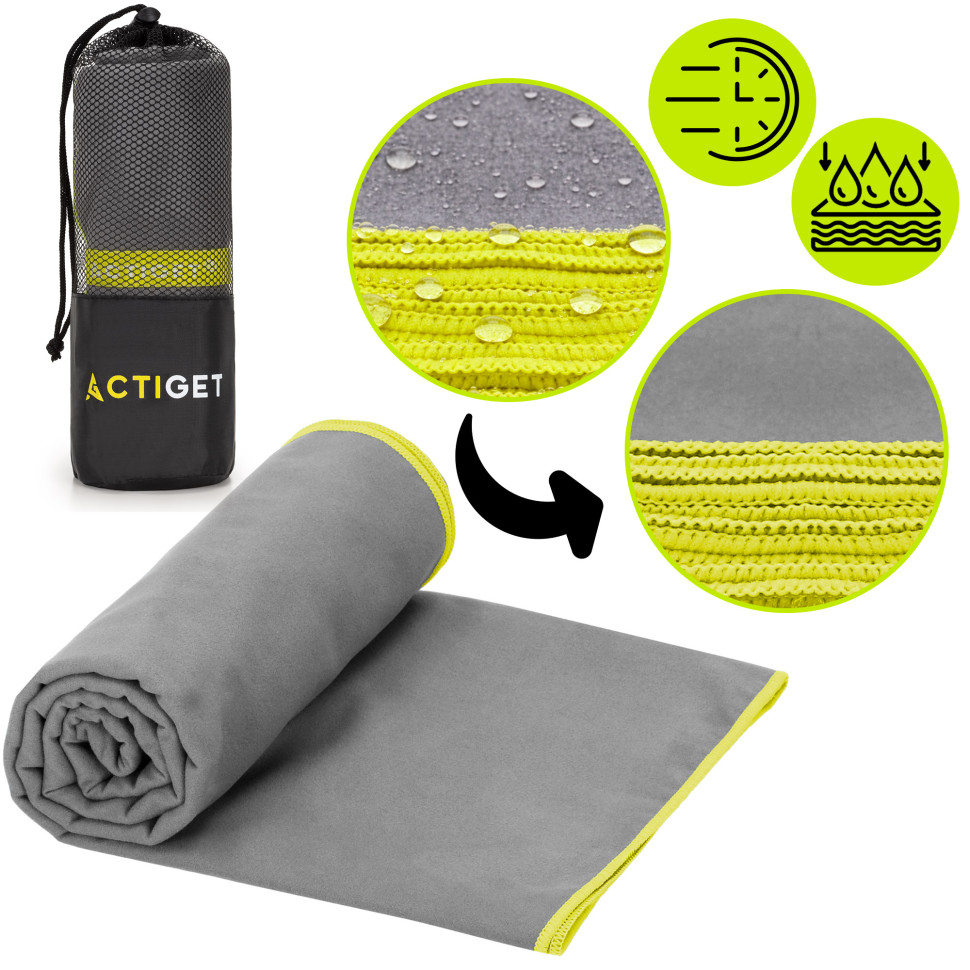 Рушник спортивний Actiget ACT0192 Grey, з мікрофібри 180x100 см