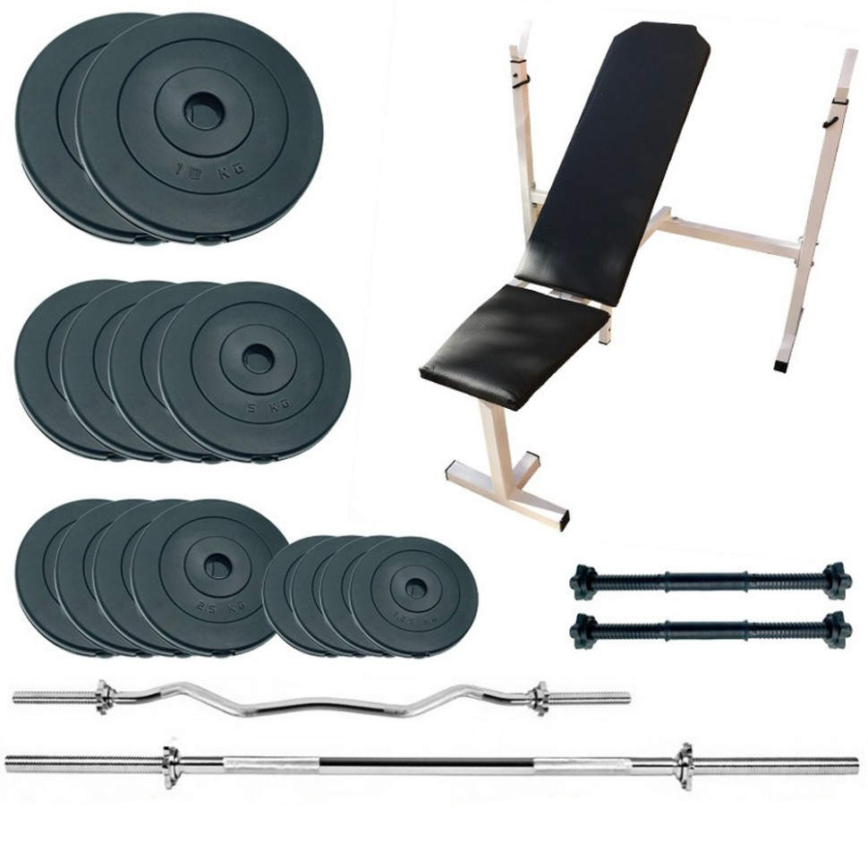 Скамья для жима с набором штанг и гантелей Gym Set Pro Newt NE-SKM-PL-SET-70, 70 кг