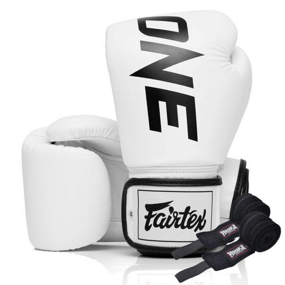 Боксерські рукавиці BGV1-ONE Fairtex BGV1-ONE_12oz_White 12 унцій (бинти в комплекті)