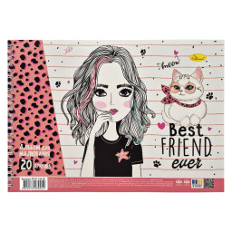 Альбом для рисования Best friend ever Апельсин АП-0308-7, 20 листов, 100 г/м2 Альбом для рисования Best friend ever Апельсин АП-0308-7, 20 листов, 100 г/м2