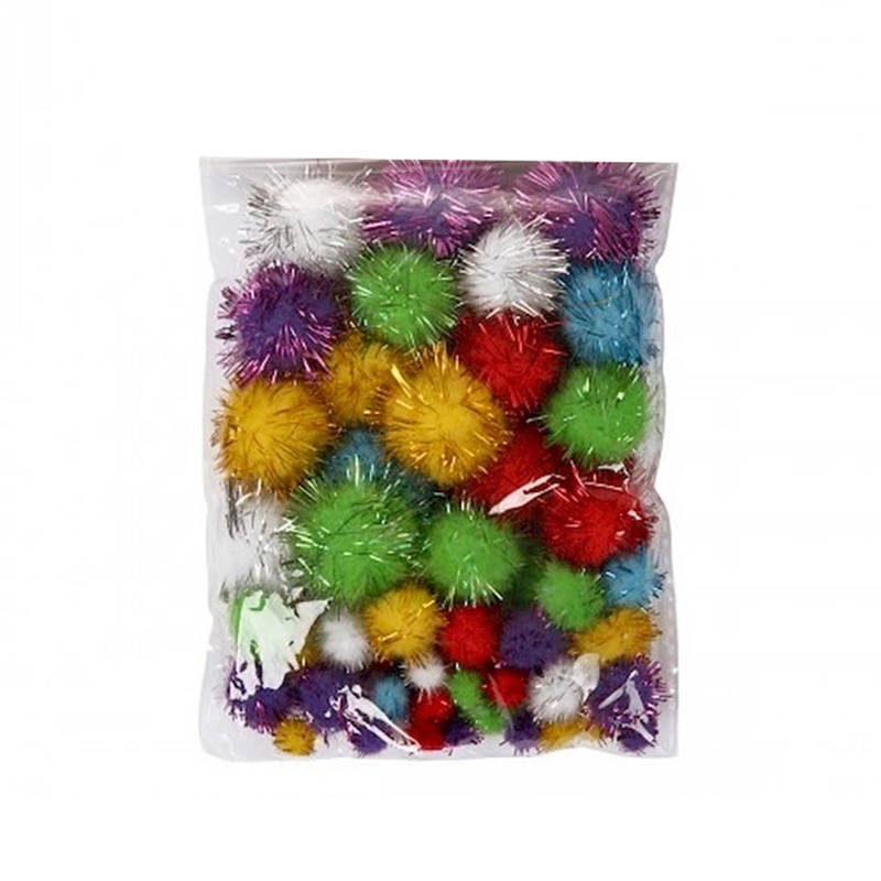 Декоративные помпоны с люрексом для творчества Bambi Pom-poms-4, d-1,5/2.5 см, 20 шт