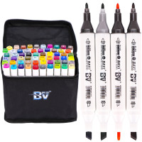 Набір скетч-маркерів Bavi BV800-60 60 кольорів, спиртові двосторонні маркери, 15 см