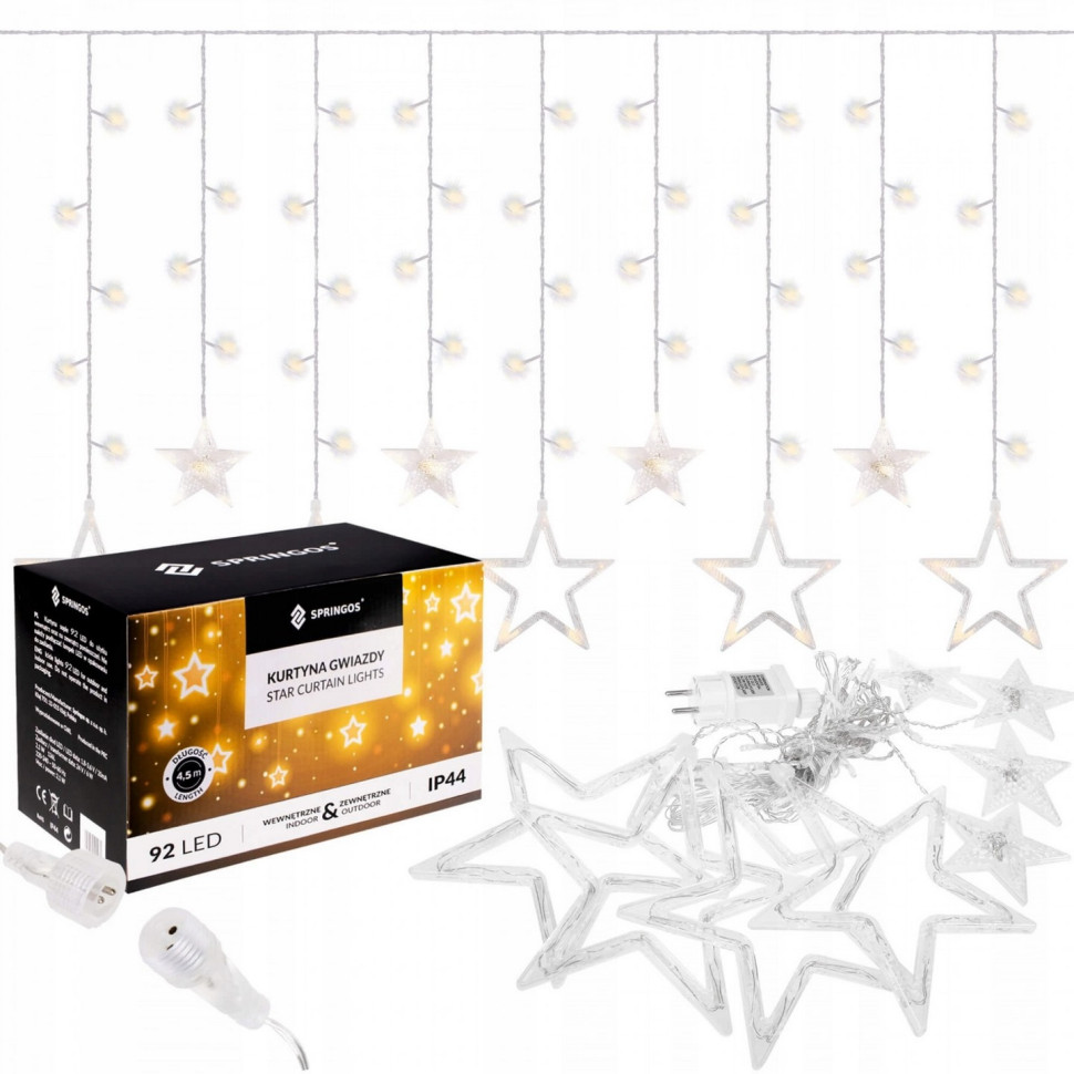 Гирлянда бахрома уличная Springos CL4010, 2 м 92 LED, Warm White