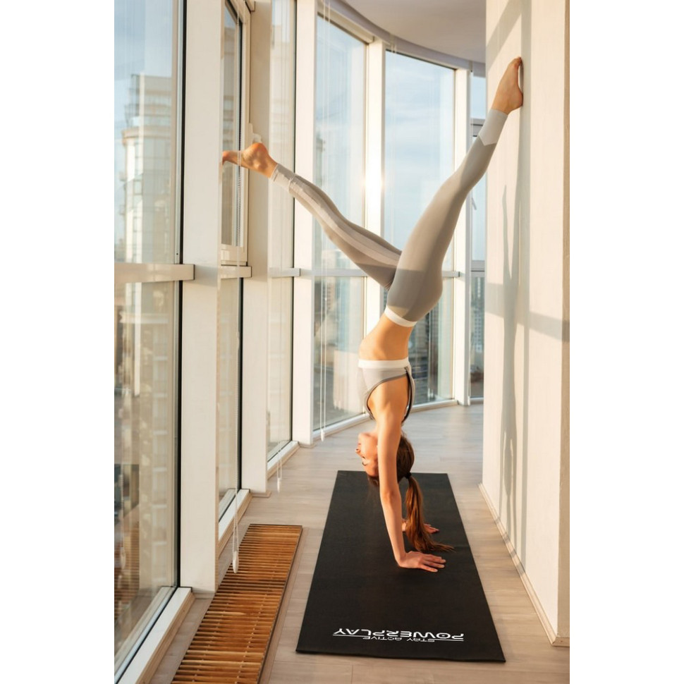 Коврик для йоги и фитнеса Yoga Mat PowerPlay PP_4010_Black_(173*0,6) PVC 173 x 61 x 0.6 см
