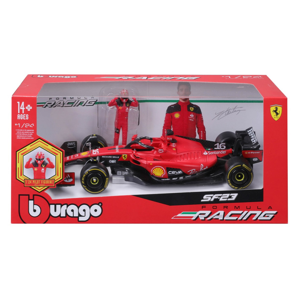 Автомодель з фігуркою FERRARI SF-23 Bburago 18-26809 масштаб 1:24