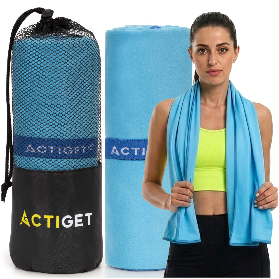 Рушник спортивний Actiget ACT0193 Sky Blue, з мікрофібри 180x100 см