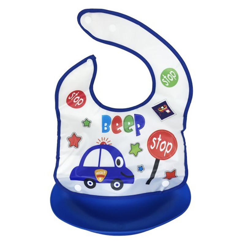 Детский слюнявчик Трактор Mega Zayka MGZ-0602(Deep Blue) со съемным карманом