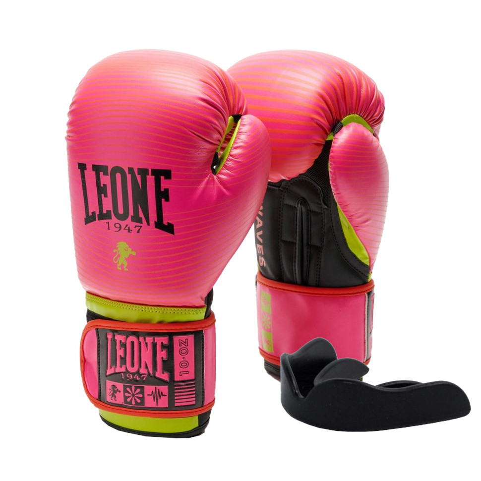 Боксерські рукавиці GN313 WAVES Leone GN313_Fuxia_12oz 12 унцій (капа в комплекті)