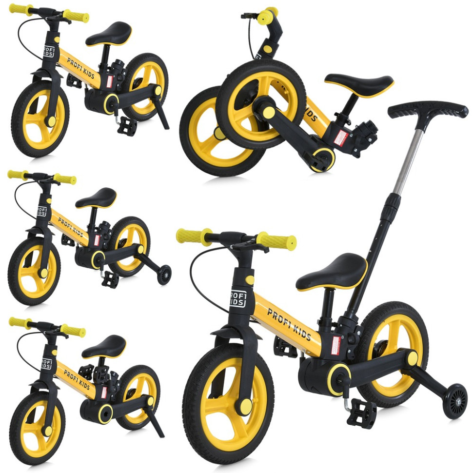 Велосипед-трансформер 3 в 1 PROF1 KIDS MB 1021-7, 12 дюймів, жовтий