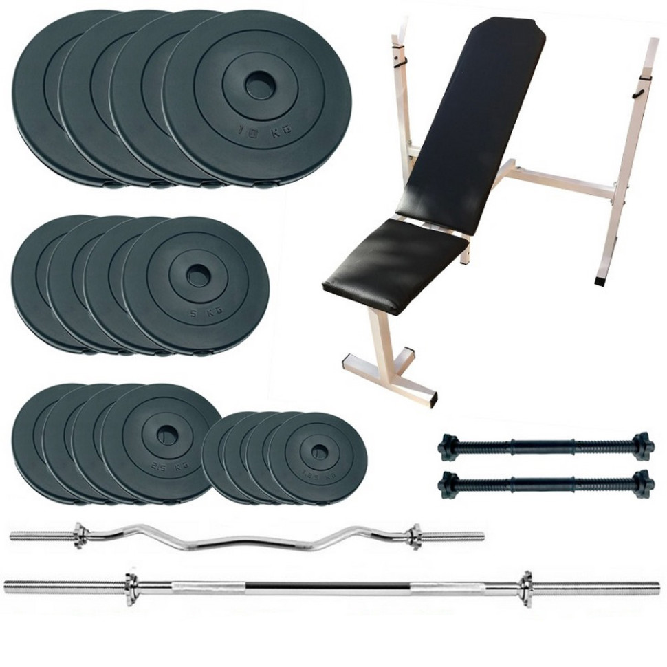 Скамья для жима с набором штанг и гантелей Gym Set Pro Newt NE-SKM-PL-SET-90, 90 кг
