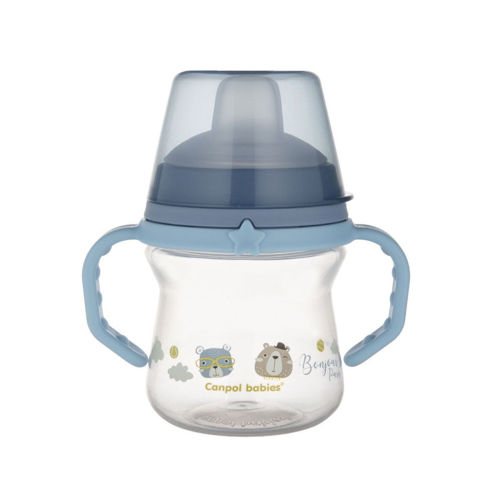 Кружка тренировочная с силиконовым носиком Bonjour Paris FirstCup Canpol babies 56/612_blu 150 мл