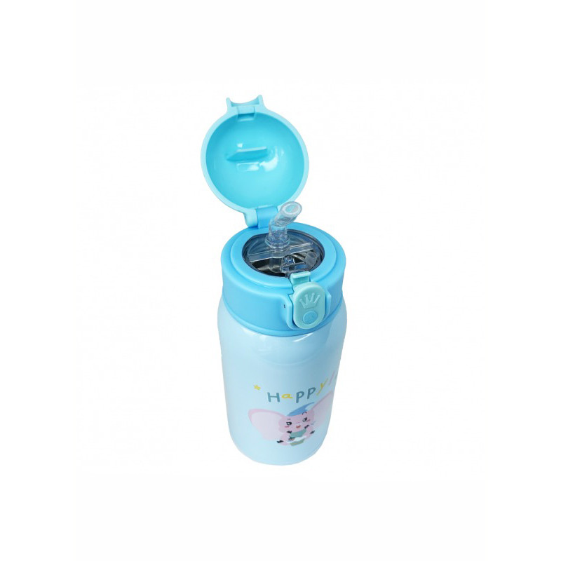 Термос-поїльник з силіконовою трубочкою Mega Zayka MGZ-0318(Blue) чашкою, в чохлі з ремінцем, 550 мл