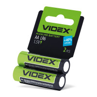 Батарейка лужна Videx Alkaline LR06/AA блістер 2 штуки пальчики shrink card