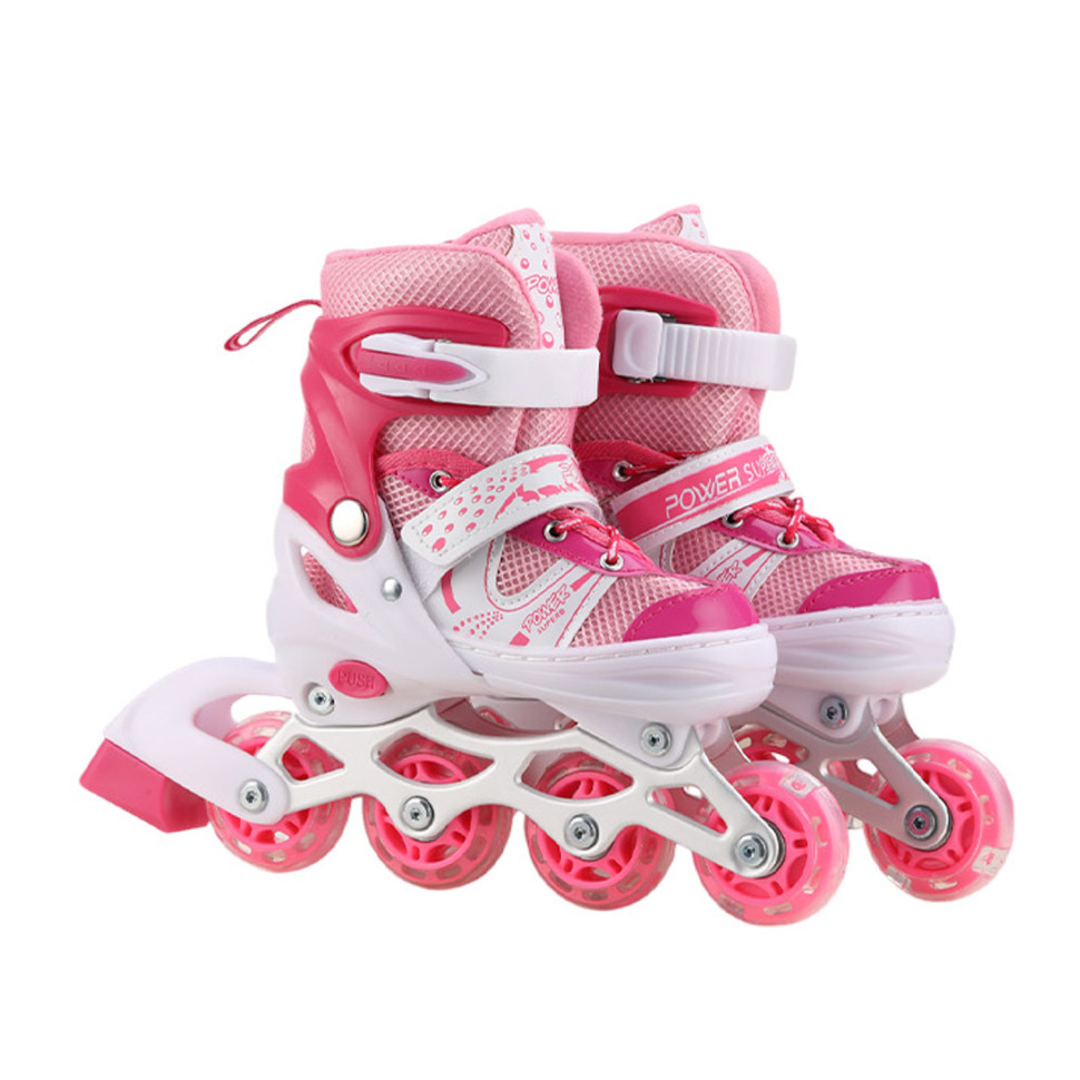 Роликовые коньки Bambi RL2502(Pink) колеса PVC, размер M (34-37), со светом