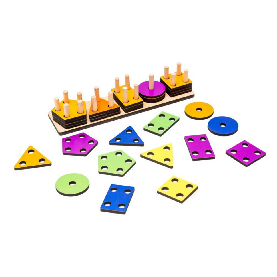 Дитячий дерев'яний сортер Фігури Монтессорі PuzzleOK Puz-90320