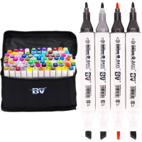 Набор скетч-маркеров Bavi BV800-80 80 цветов, спиртовые двухсторонние маркеры, 15 см