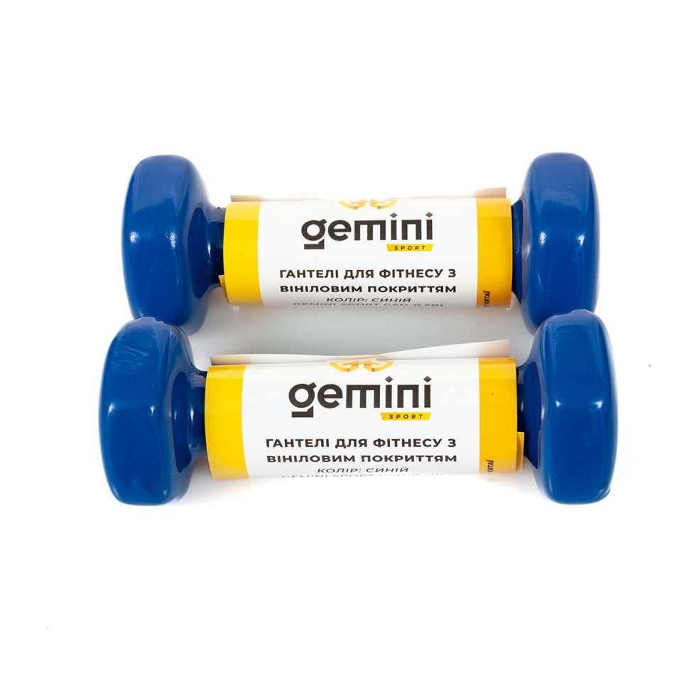 Гантели для фитнеса с виниловым покрытием Gemini Sport GSD-0.5BL 2 шт, по 0.5 кг, синие