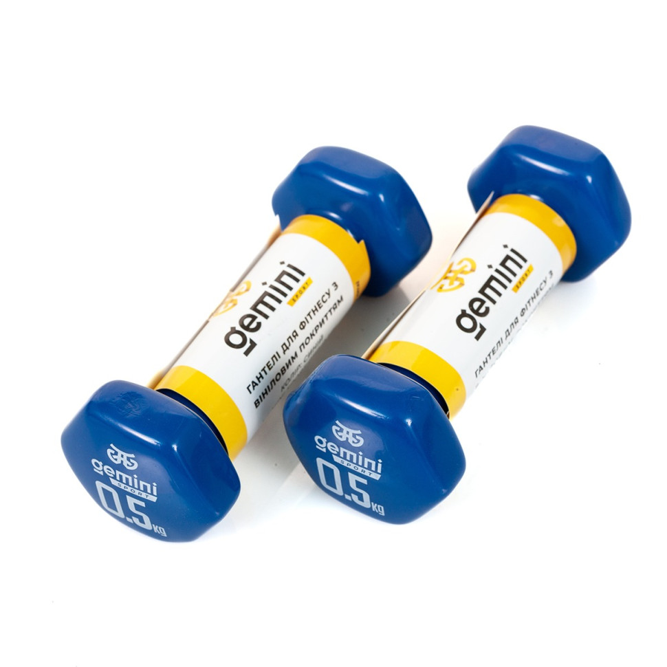 Гантели для фитнеса с виниловым покрытием Gemini Sport GSD-0.5BL 2 шт, по 0.5 кг, синие