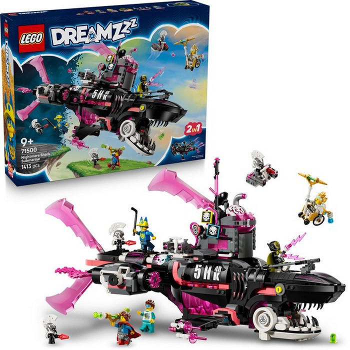Конструктор Dreamzzz Жахливий підводний човен Акула LEGO 71500, 1413 деталей