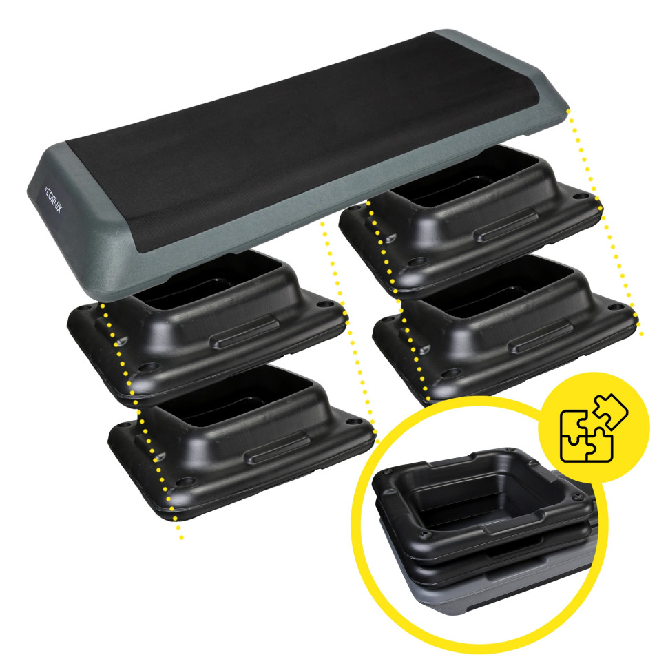 Степ-платформа 3-ступенева Pro Cornix XR-0403 Black/Grey 109 х 41 х 10-20 см