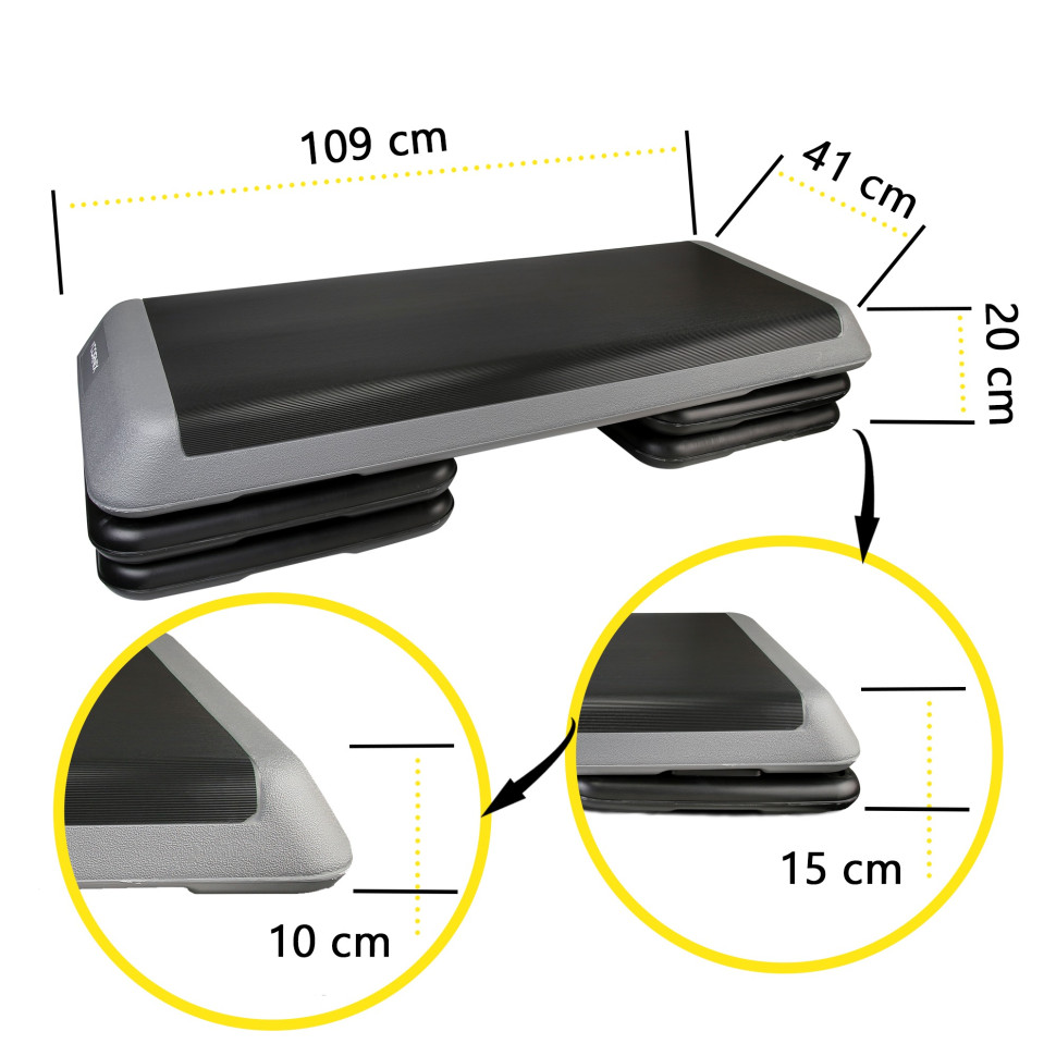 Степ-платформа 3-ступенева Pro Cornix XR-0403 Black/Grey 109 х 41 х 10-20 см