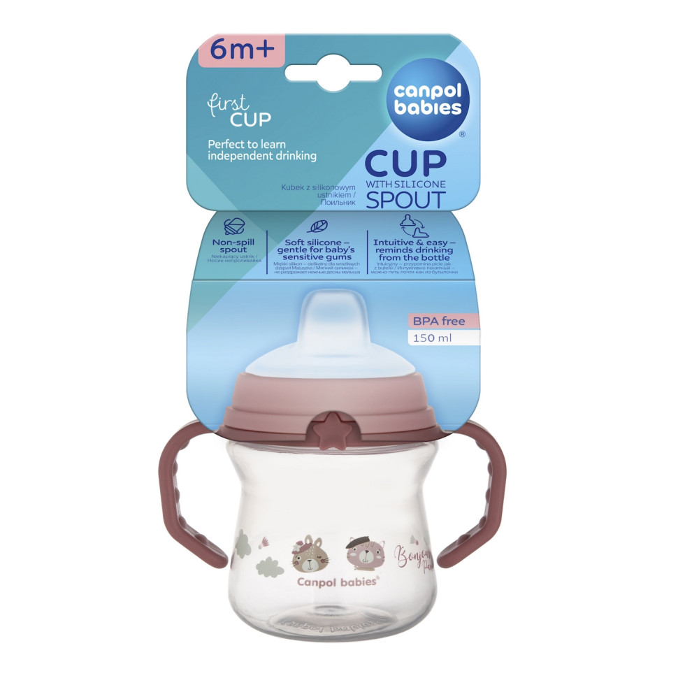 Кружка тренувальна з силіконовим носиком Bonjour Paris FirstCup Canpol babies 56/612_pin 150 мл
