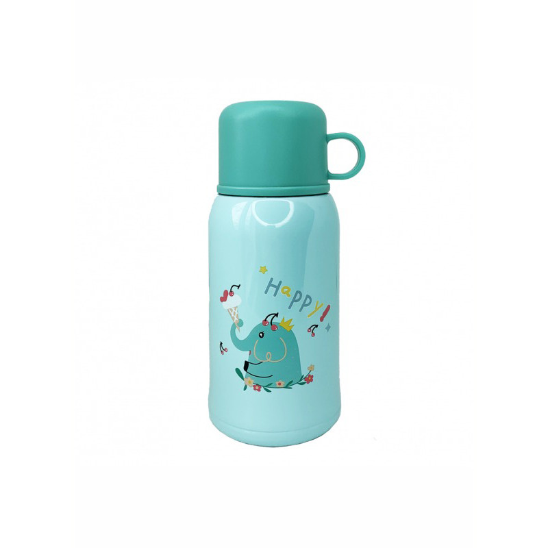 Термос-поильник с силиконовой трубочкой Mega Zayka MGZ-0318(Turquoise) чашкой, в чехле с ремешком, 550 мл