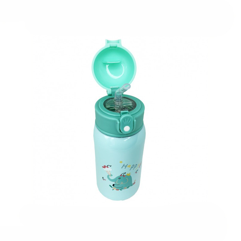 Термос-поильник с силиконовой трубочкой Mega Zayka MGZ-0318(Turquoise) чашкой, в чехле с ремешком, 550 мл