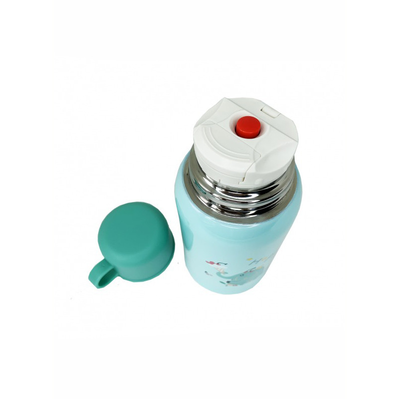 Термос-поильник с силиконовой трубочкой Mega Zayka MGZ-0318(Turquoise) чашкой, в чехле с ремешком, 550 мл