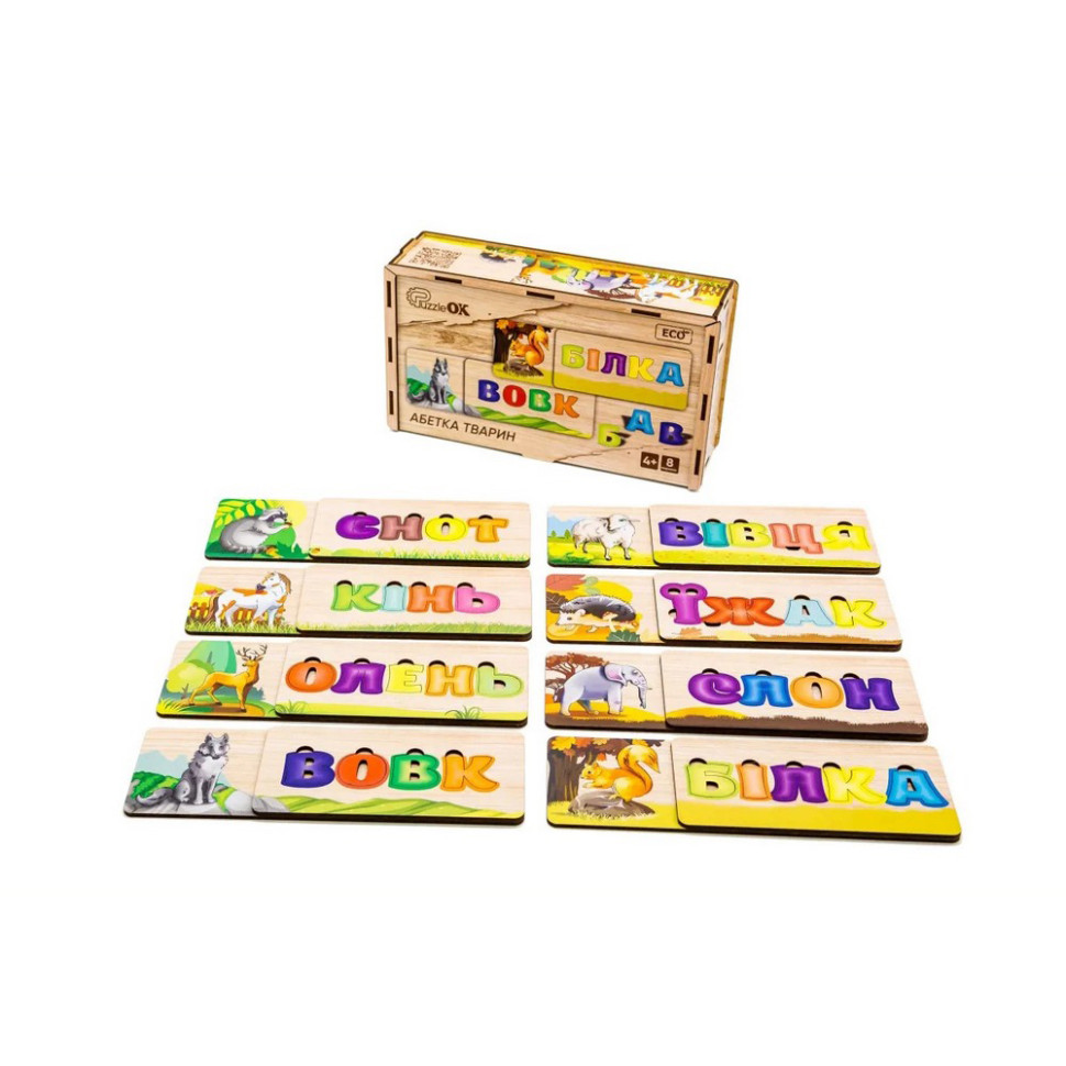 Развивающая деревянная игрушка-пазл Азбука животных PuzzleOK Puz-91768