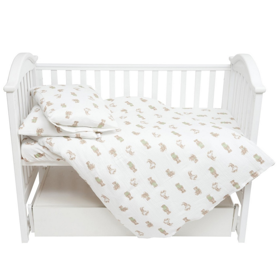 Постельный комплект белья Muslin Print Bear Twins 3031-TMP-202B 4 элемента