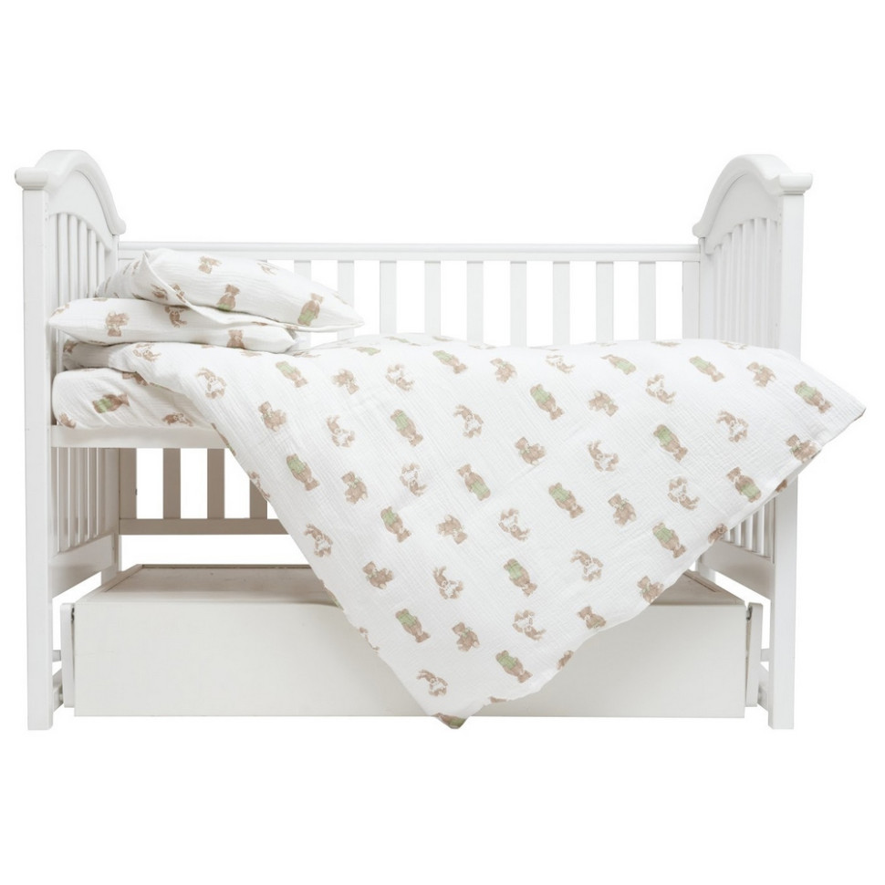 Постельный комплект белья Muslin Print Bear Twins 3031-TMP-202B 4 элемента