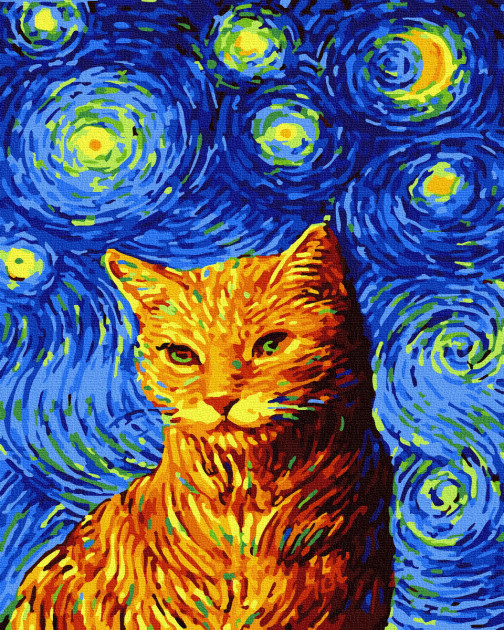 Картина за номерами. Rainbow Art "Кіт Ван Гога" GX35619-RA по цене 224 грн.