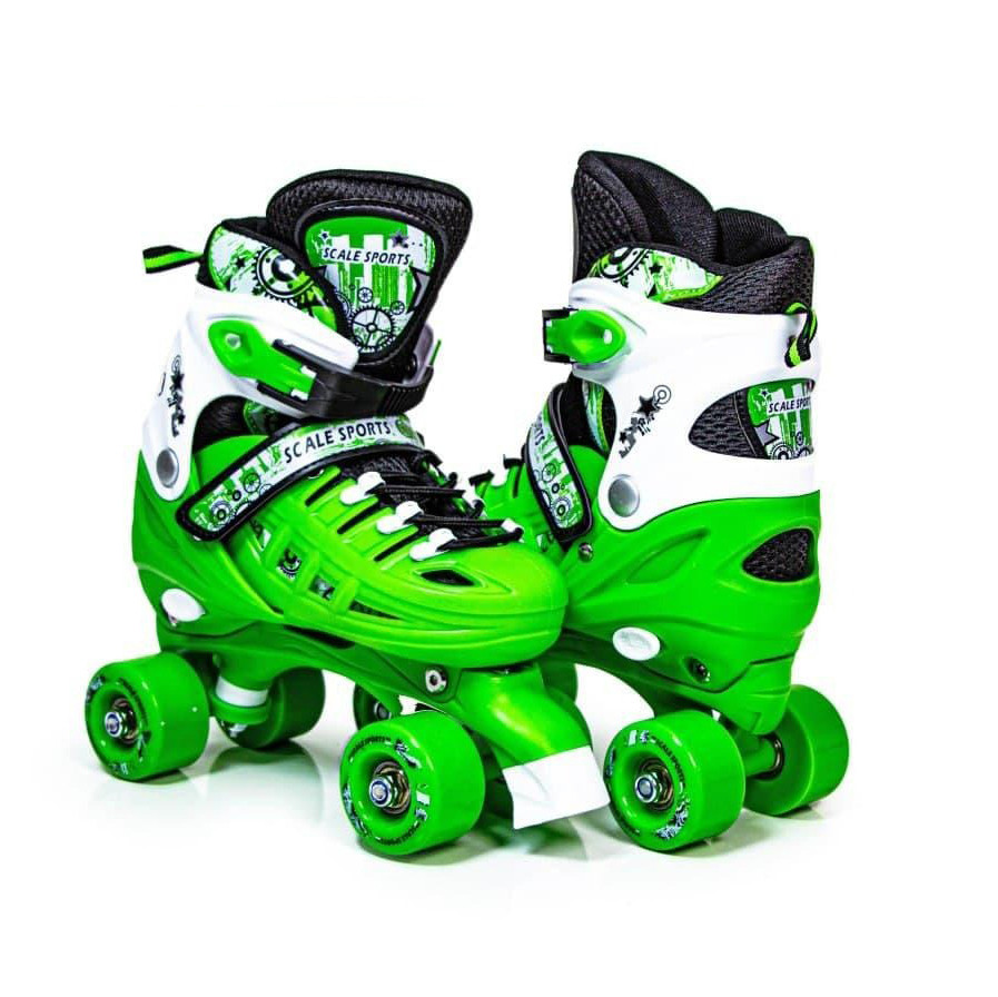Детские ролики-квады и шлем с защитой Scale Sport 1176642528 зеленый, размер 29-33