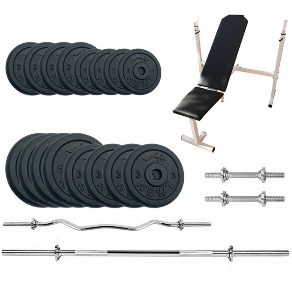Скамья для жима с набором штанга и гантелей Gym Set-SKH Home Newt NE-M-SKH-SET-55, 55 кг