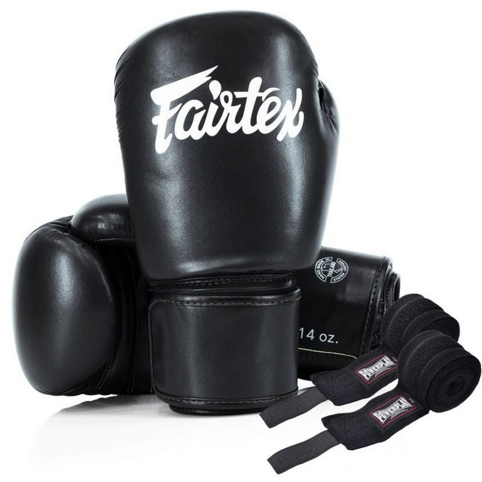 Боксерські рукавиці BGV27 Fairtex BGV27_12oz_Black 12 унцій (бинти в комплекті)